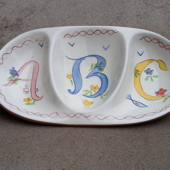 Stangl Pottery 3 Section Divided Child's Dish ABC Kiddieware MCM Redware - Picture 1 of 9